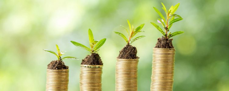 Coin on wooden table in front of green bokeh background. coins a concept of investment and saving moneys.